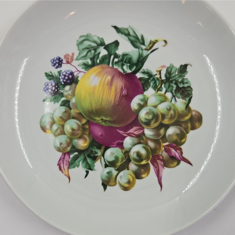 Naaman Fruit Pattern Dinner Plates Set of 4 White Multicolor Ceramic Round - Picture 2 of 7
